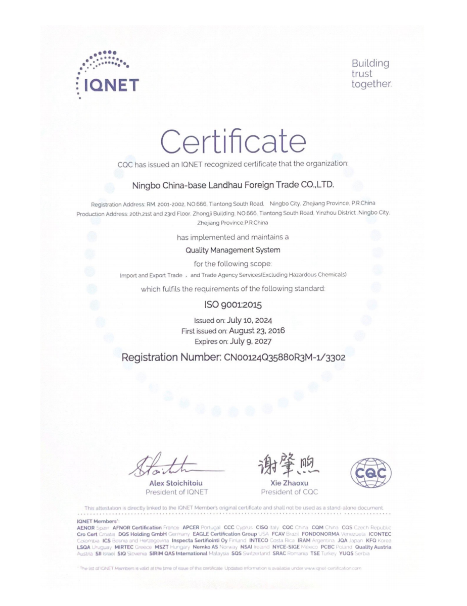 ISO 9001 certificate